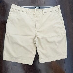 Express Men's Khaki Chino Shorts, Slim, 10in Inseam, Size 36